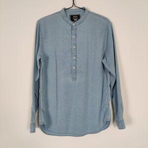 Outfitters Exclusive Designed Men's Denim Shirt Size L Blue Cotton Casual Daily